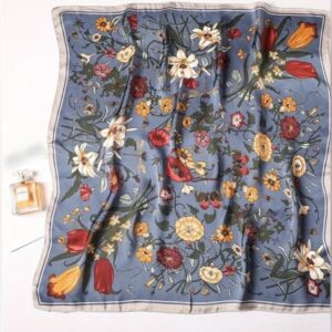 Secret Garden Print Scarf - 28.5” square scarf.  New!!  Choose blue or beige